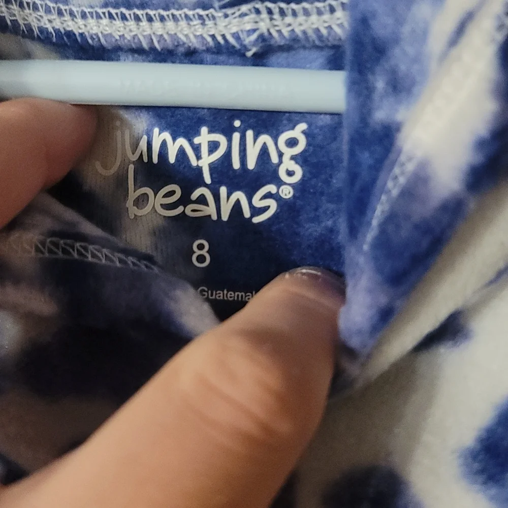 JUMPING BEANS GIRLS FLEECE HOODIE: BLUE TIE-DYE: NWT: SZ 8